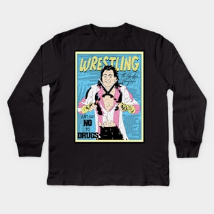 Artwork The Brutus Beefcake Wrestling /// Just Say No To Drugs Kids Long Sleeve T-Shirt